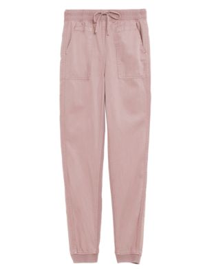

Womens M&S Collection Tencel™ Blend Cuffed Ankle Grazer Joggers - Dusted Pink, Dusted Pink