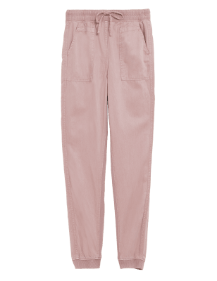 

Womens M&S Collection Tencel™ Blend Cuffed Ankle Grazer Joggers - Dusted Pink, Dusted Pink