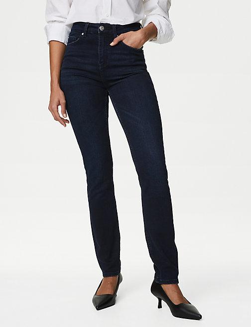 Marks And Spencer Womens M&S Collection Lily Slim Fit Jeans with Stretch - Blue/Black, Blue/Black