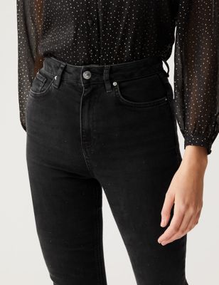 

Womens M&S Collection Sienna Embellished Straight Leg Jeans - Black, Black