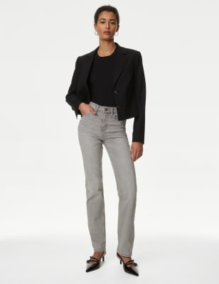 Marks And Spencer Womens M&S Collection Sienna Straight Leg Jeans with Stretch - Grey, Grey