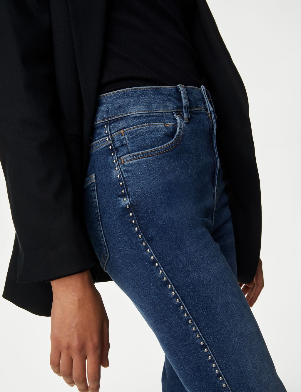Eva High Waisted Stud Detail Bootcut Jeans image 3