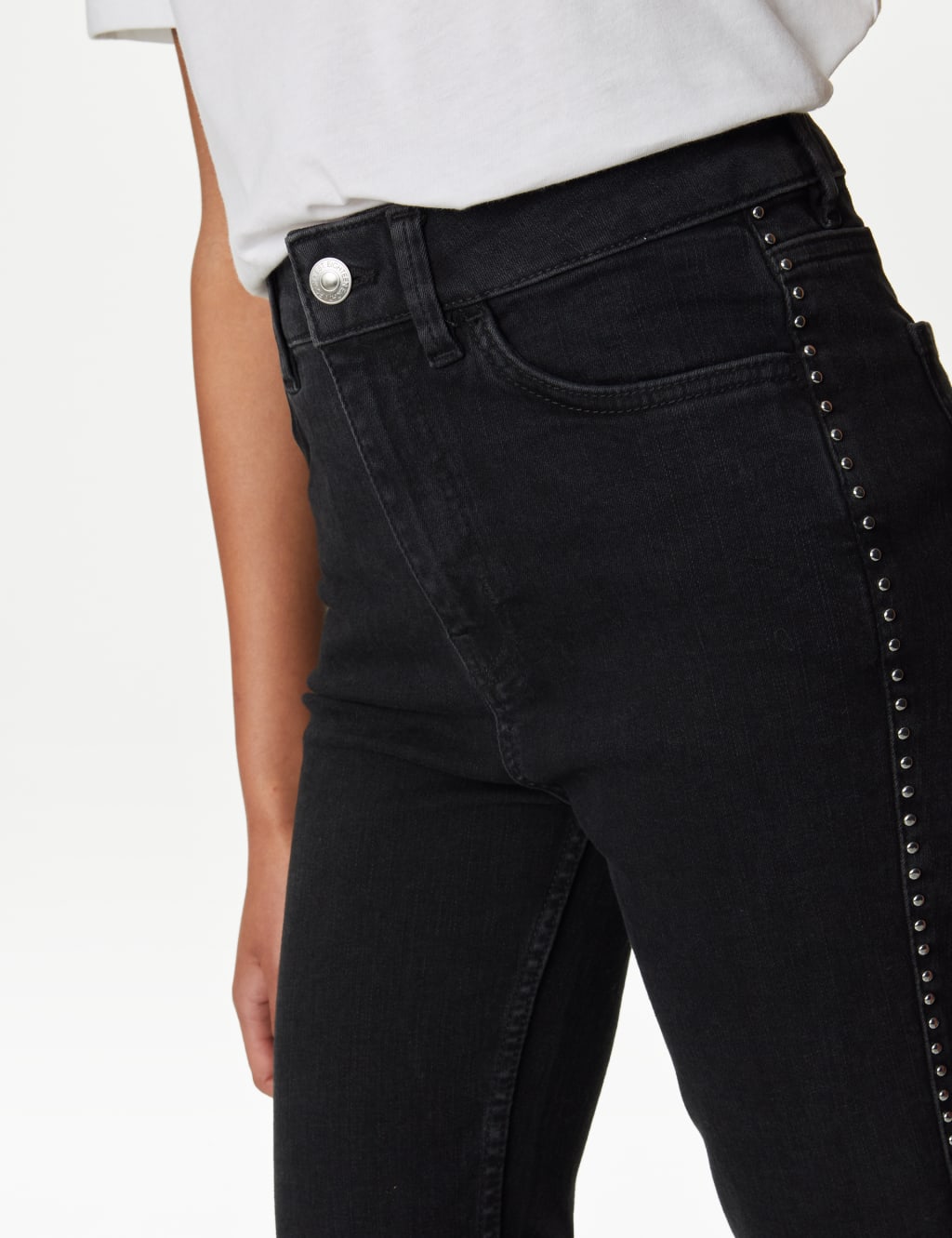 Eva High Waisted Stud Detail Bootcut Jeans image 3