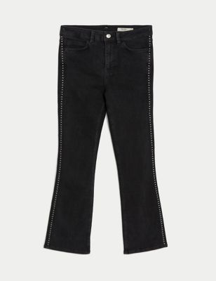 Eva High Waisted Stud Detail Bootcut Jeans