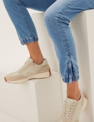 Cotton Blend Slim Fit Ankle Grazer Joggers M&S ES