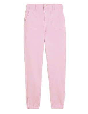 

Womens M&S Collection Cotton Blend Slim Fit Ankle Grazer Joggers - Cool Pink, Cool Pink