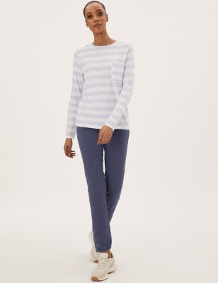 

Womens M&S Collection Cotton Blend Slim Fit Ankle Grazer Joggers - Moondust, Moondust
