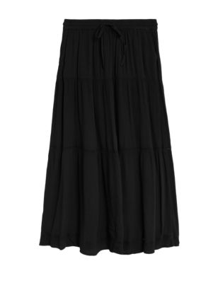 

Womens M&S Collection Crepe Maxi A-Line Skirt - Black, Black