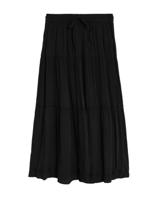 

Womens M&S Collection Crepe Maxi A-Line Skirt - Black, Black