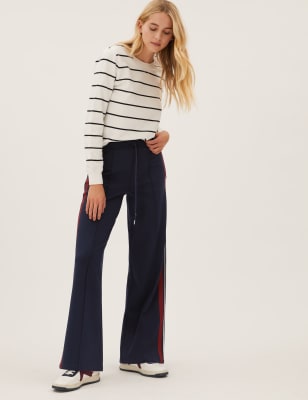 

Womens M&S Collection Hose mit weitem Bein und Seitenstreifen - Navy, Navy