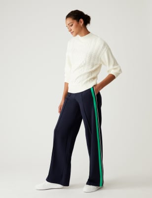 

Womens M&S Collection Hose mit weitem Bein und Seitenstreifen - Navy Mix, Navy Mix