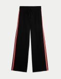 Broek met wijde pijpen en zijstreep