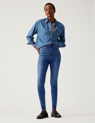 

Womens M&S Collection Ivy Supersoft High Waisted Skinny Jeans - Light Indigo, Light Indigo