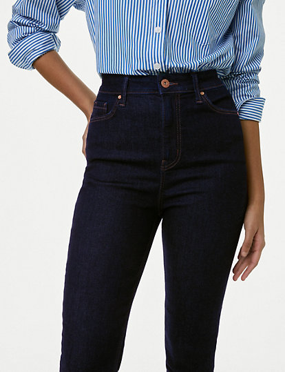 M&S Collection Ivy Supersoft High Waisted Skinny Jeans - 6Lng - Indigo Mix, Indigo Mix