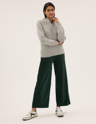 

Womens M&S Collection Jersey Corduroy Wide Leg Culottes - Pine Green, Pine Green