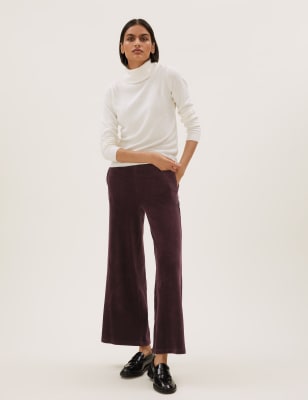 

Womens M&S Collection Jersey Corduroy Wide Leg Culottes - Dark Grape, Dark Grape