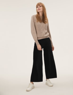 

Womens M&S Collection Jersey Corduroy Wide Leg Culottes - Black, Black