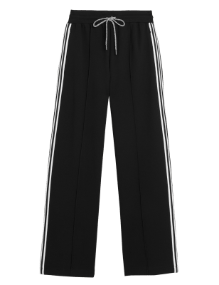 

Womens M&S Collection Jersey Side Stripe Trousers - Black, Black