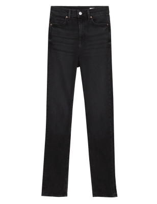 

Womens M&S Collection Split Hem Slim Straight Leg Jeans - Black, Black
