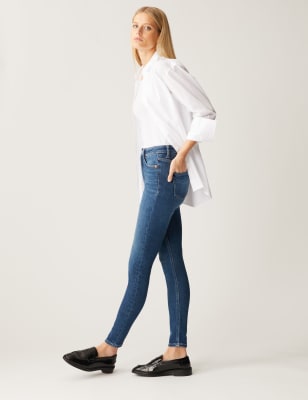 

Womens M&S Collection Schmal geschnittene Thermo-Jeans „Ivy“ mit hohem Bund - Dark Indigo, Dark Indigo