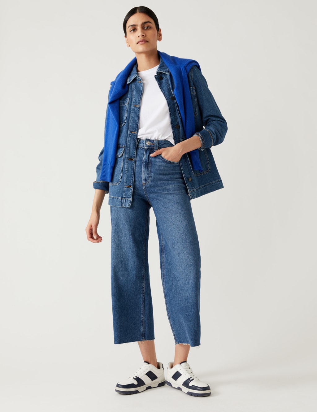 High Waisted Wide Leg Ankle Grazer Jeans image 1