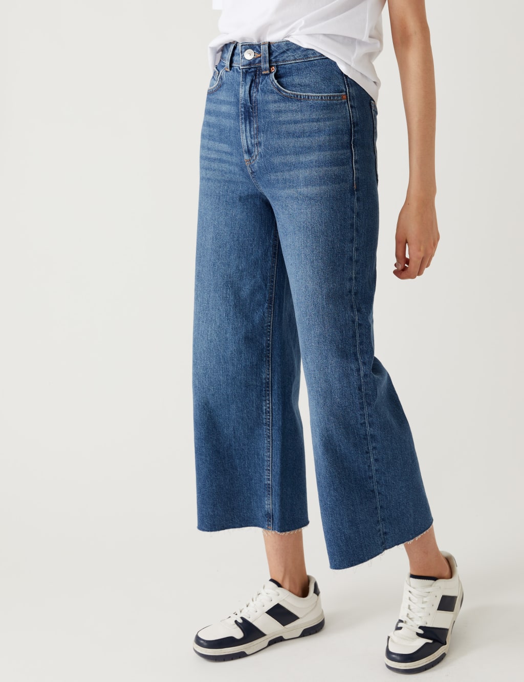 High Waisted Wide Leg Ankle Grazer Jeans image 2