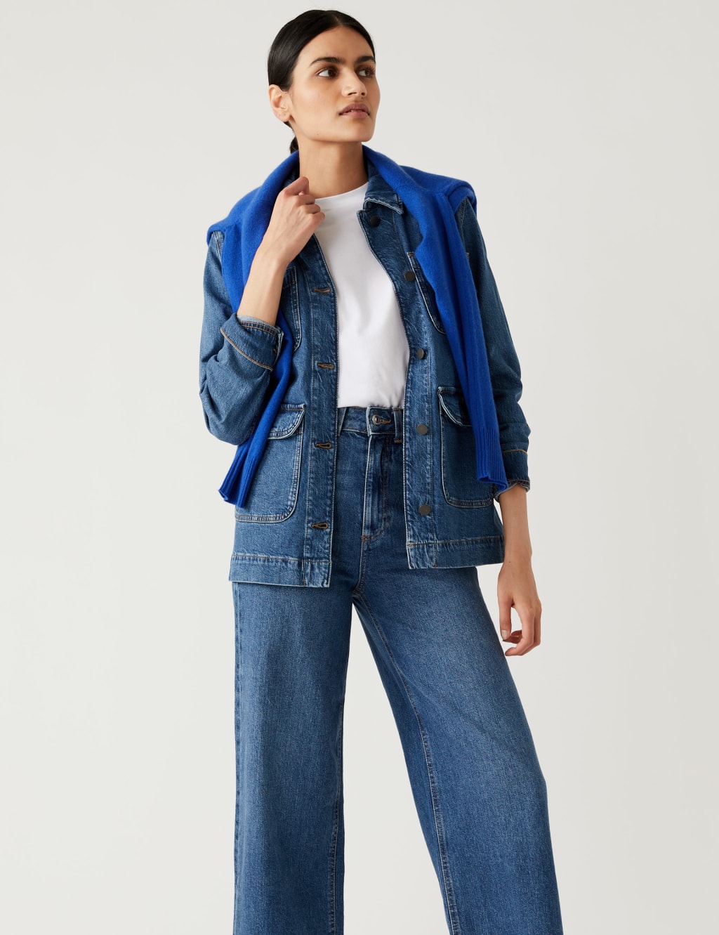 High Waisted Wide Leg Ankle Grazer Jeans image 3