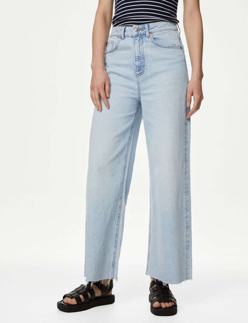 High Waisted Wide Leg Ankle Grazer Jeans image 2