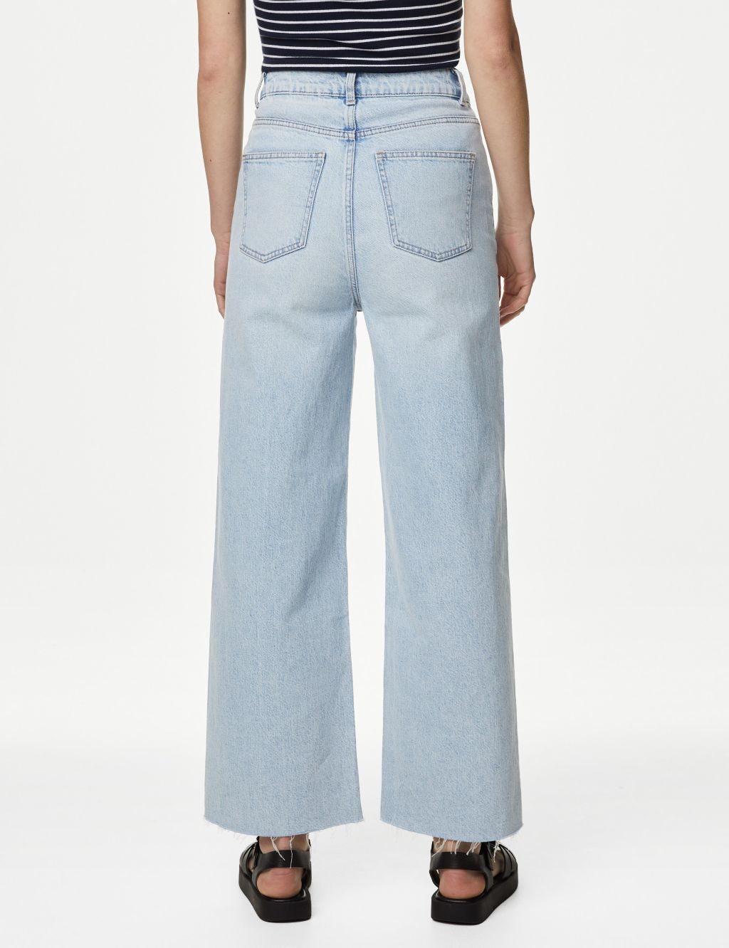 High Waisted Wide Leg Ankle Grazer Jeans image 3