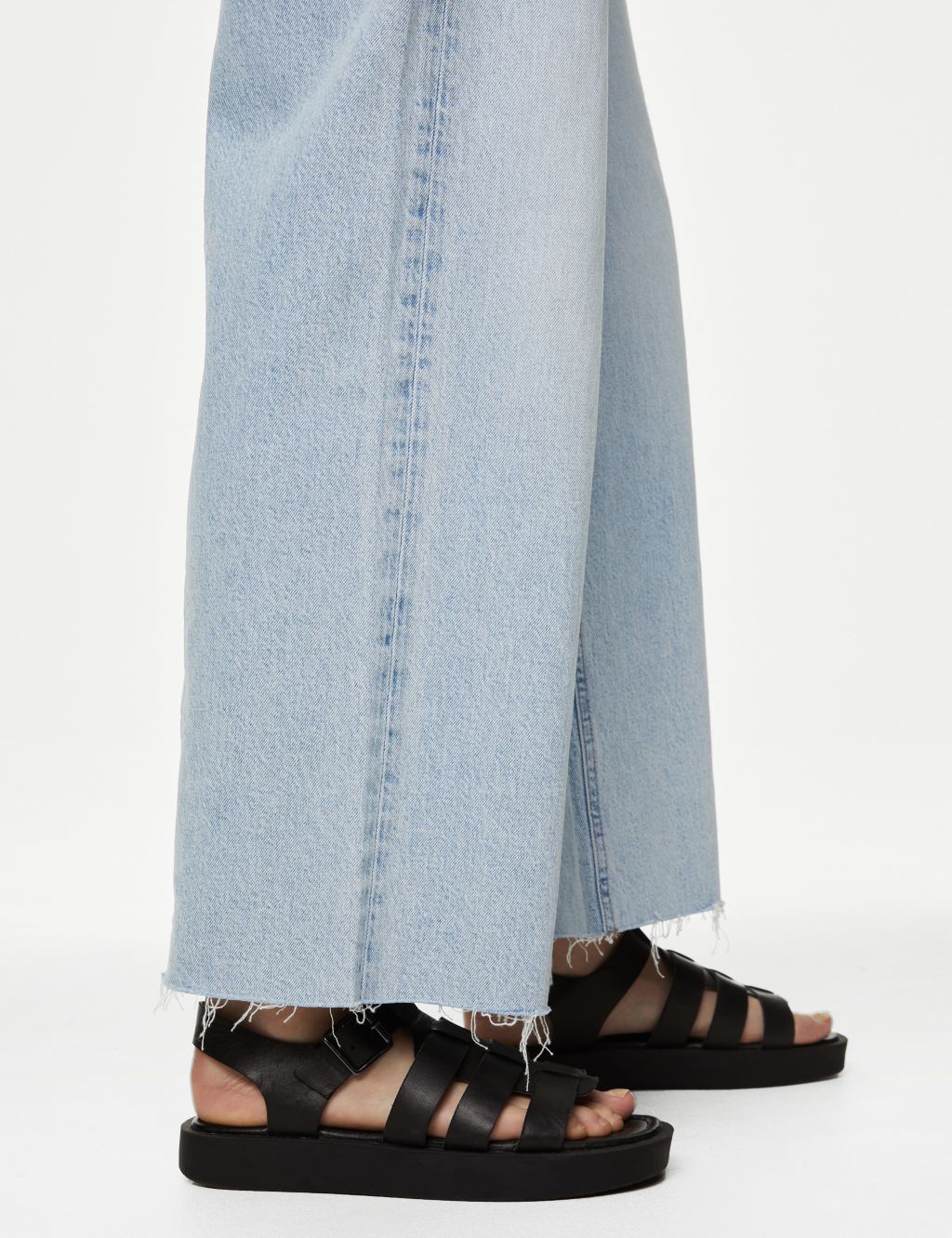 High Waisted Wide Leg Ankle Grazer Jeans image 4