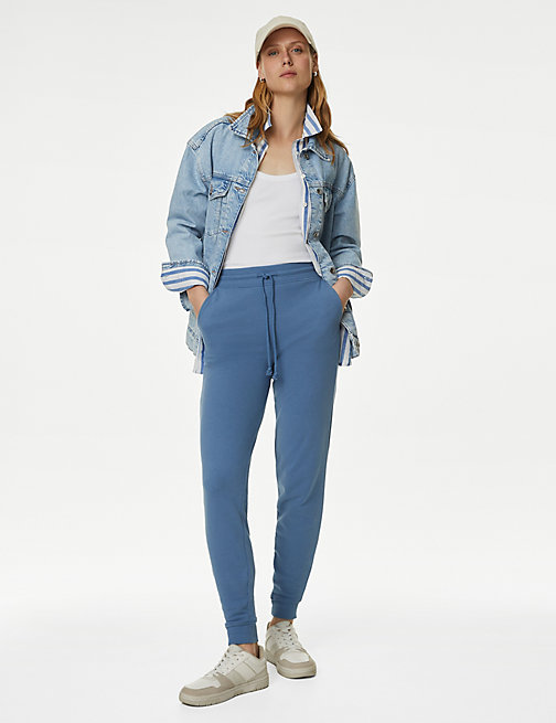Marks And Spencer Womens M&S Collection The Cotton Rich Cuffed Joggers - Ocean