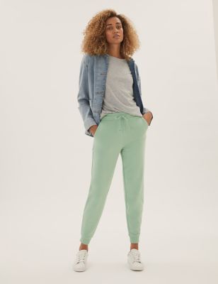 

Womens M&S Collection The Cotton Rich Cuffed Joggers - Soft Green, Soft Green