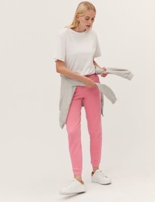 Marks And Spencer Womens M&S Collection The Cotton Rich Cuffed Joggers - Medium Rose