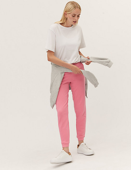 Marks And Spencer Womens M&S Collection The Cotton Rich Cuffed Joggers - Medium Rose, Medium Rose