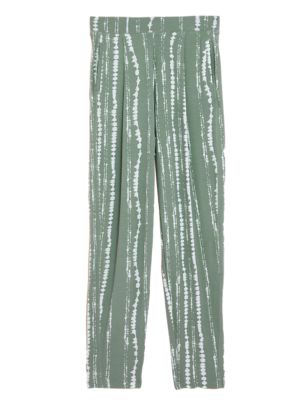 

Womens M&S Collection Jersey Printed Relaxed Tapered Trousers - Onyx, Onyx