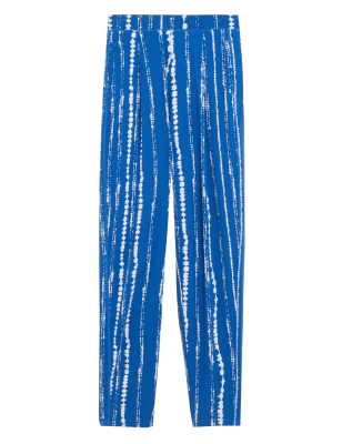 

Womens M&S Collection Bequeme, schmal zulaufende Jersey-Hose mit Muster - Bright Blue Mix, Bright Blue Mix