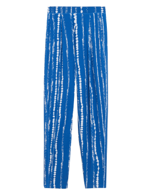 

Womens M&S Collection Jersey Printed Relaxed Tapered Trousers - Bright Blue Mix, Bright Blue Mix