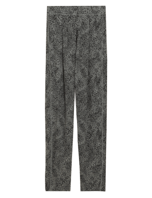 

Womens M&S Collection Jersey Printed Relaxed Tapered Trousers - Khaki Mix, Khaki Mix