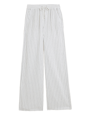 

Womens M&S Collection Linen Rich Wide Leg Trousers - Natural Mix, Natural Mix