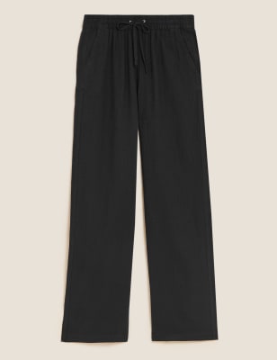 

M&S Collection Pantalón de pata ancha de linoWomens - Black, Black