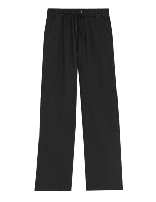 

M&S Collection Pantalón de pata ancha de linoWomens - Black, Black