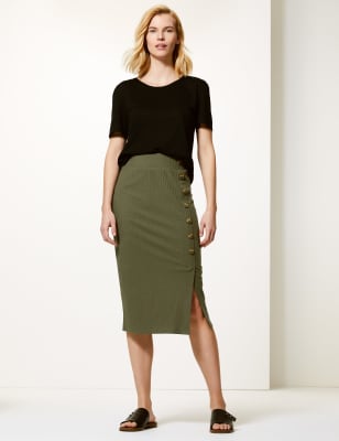 Green jersey shop pencil skirt