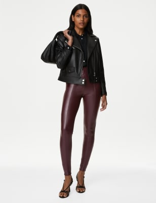 

M&S Collection Leggings de cintura alta con aspecto de pielWomens - Dark Burgundy, Dark Burgundy