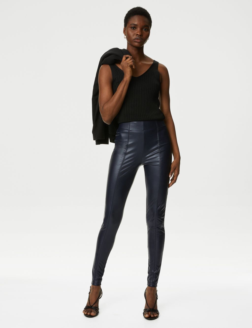 Leather Look High Waisted Leggings image 1