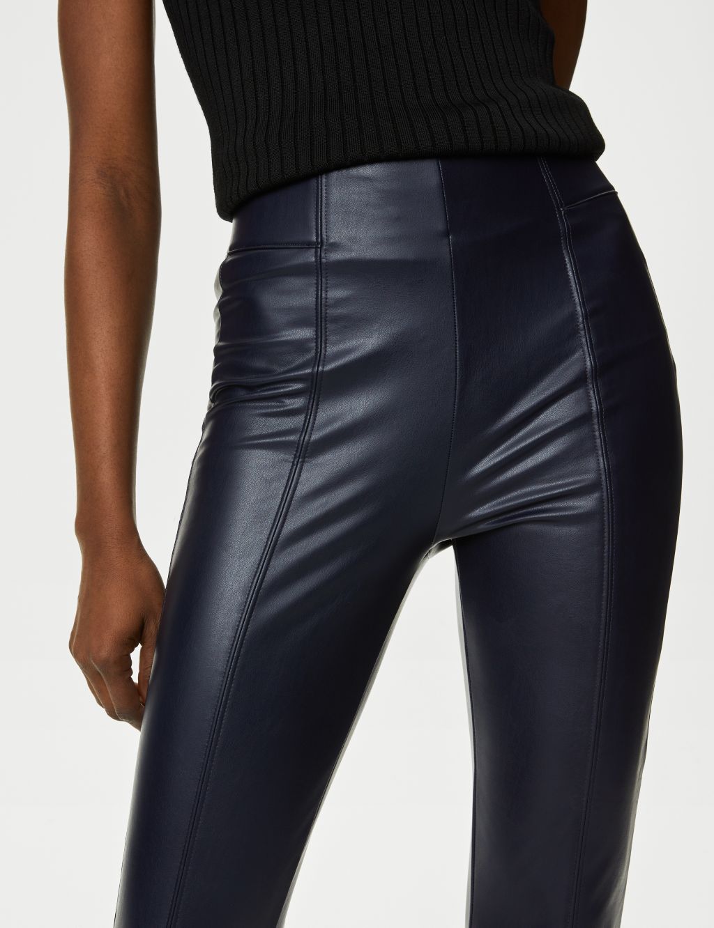Leather Look High Waisted Leggings image 4
