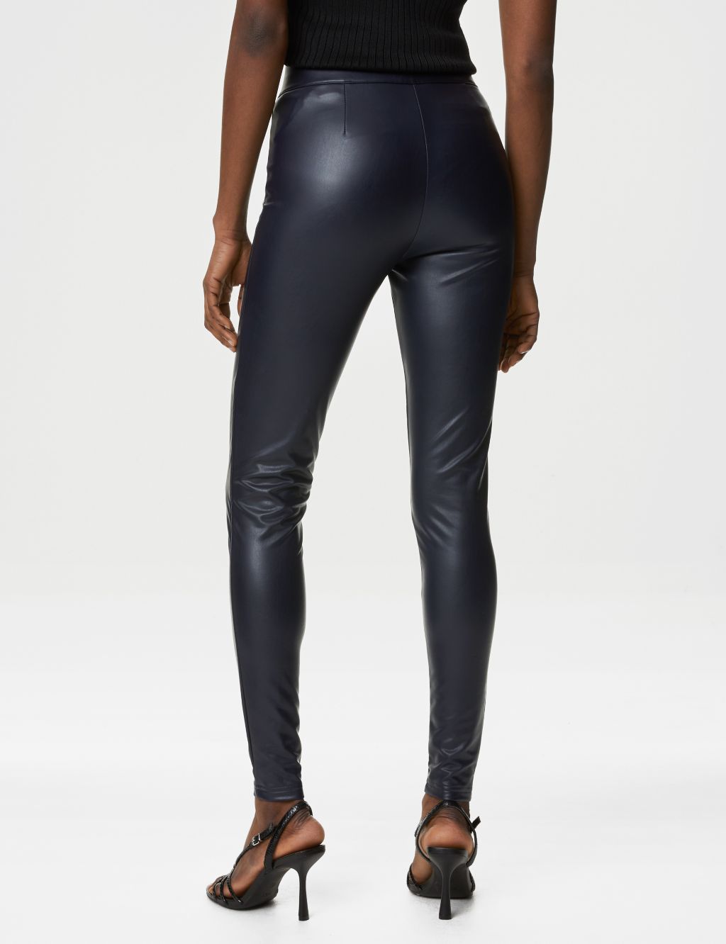 Leather Look High Waisted Leggings image 5