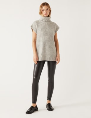 Leather Look High Waisted Leggings - Marks and Spencer Cyprus