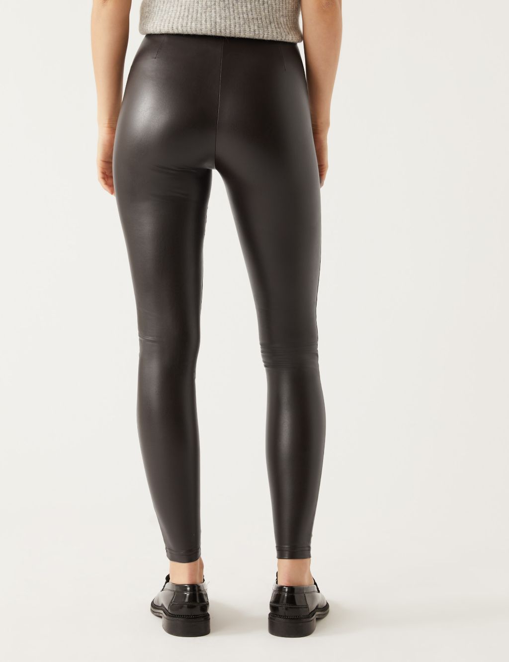 Leather Look High Waisted Leggings image 3