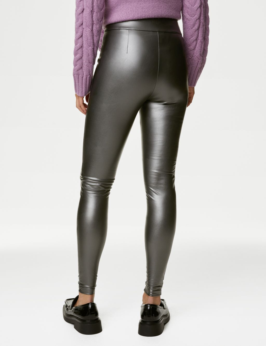 Leather Look High Waisted Leggings image 5