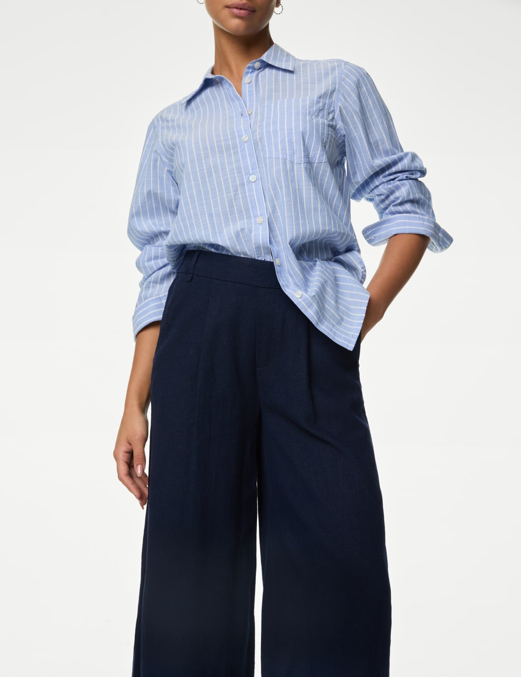 Navy cropped trousers size 12 outlet